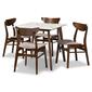 Baxton Studio Paras Light Beige/Walnut Brown Wood 5pc. Dining Set - image 1
