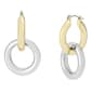 Steve Madden Two-Tone Interlock Ring Drop Hoop Earrings - image 2
