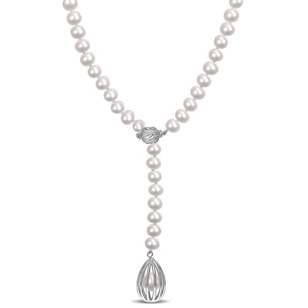 Gemstone Classics&#40;tm&#41; Sterling Silver Pearl Drop Necklace