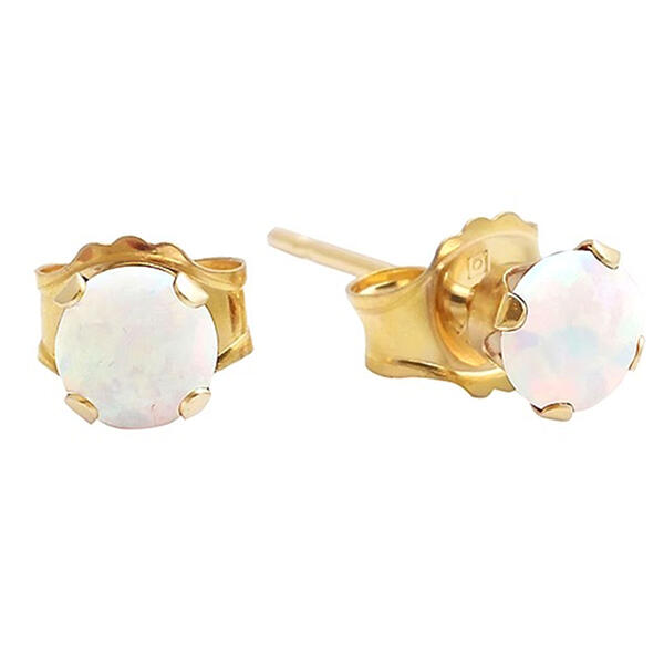 10kt. Gold 4mm Opal Stud Earrings - image 
