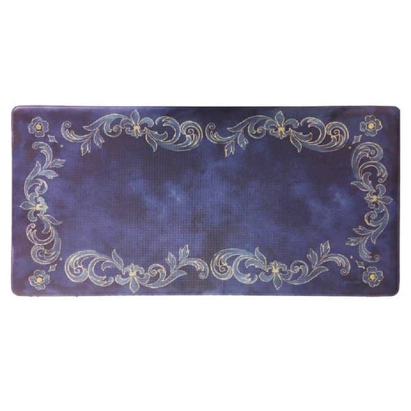 J&V Textiles Cloud Comfort Anti-Fatigue Fleur Navy Kitchen Mat