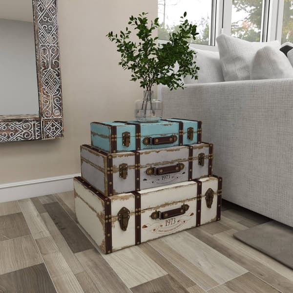 9th & Pike® Farmhouse Wooden Trunks - Set of 3