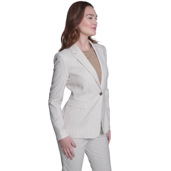 Womens Tommy Hilfiger Long Sleeve One Button Pinstripe Blazer