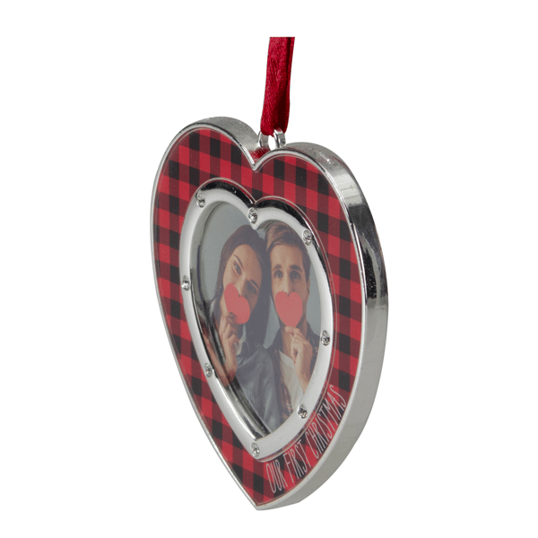 Northlight Buffalo Plaid Heart Picture Frame Christmas Ornament