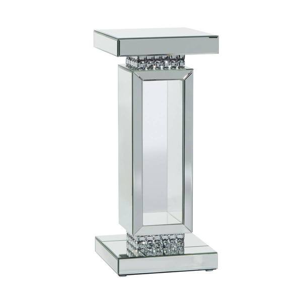 9th & Pike(R) Silver Wood Glam Pedestal Table