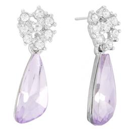 Athra Silver Plated & Violet Crystal Drop Earrings
