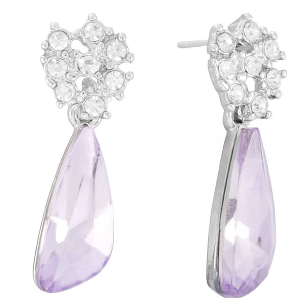 Athra Silver Plated & Violet Crystal Drop Earrings - image 