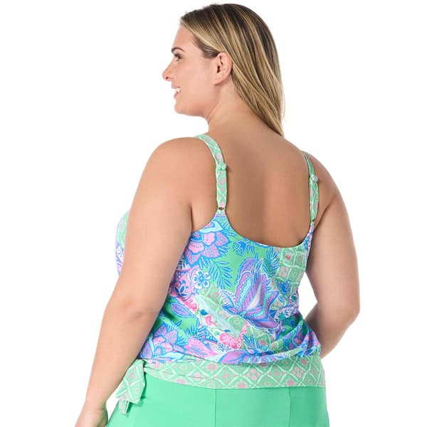 Plus Size Beach House Estate Mosaic Floral Tankini Swim Top