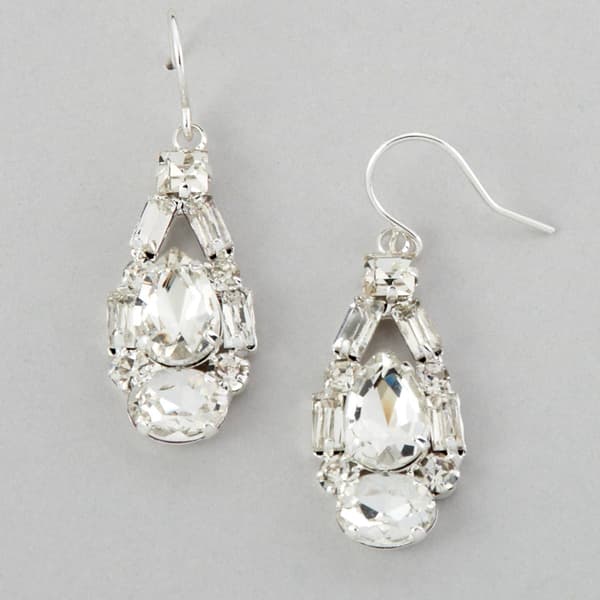 Rosa Rhinestones Art Deco Drop Earrings - image 
