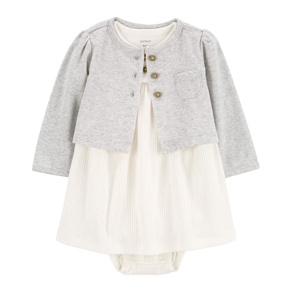 Baby Girl &#40;NB-12M&#41; Carters&#40;R&#41; 2pc. Solid Bodysuit Dress w/Cardigan - image 