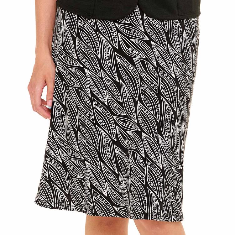 Womens NY Collection Pull On Abstract Leaf Skirt