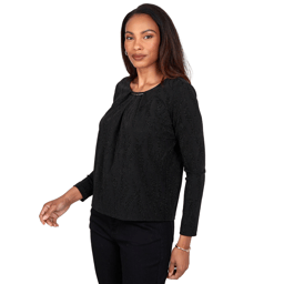 Womens Emaline Soiree Long Sleeve Hardware Neck Detail Blouse