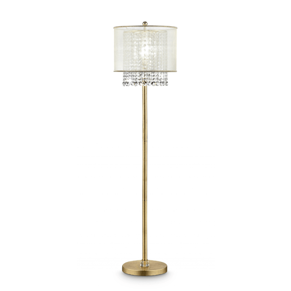 HomeRoots 65 Gold And White Novelty Floor Lamp With White Fabri
