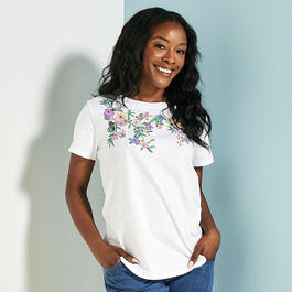 Plus Size Architect&#40;R&#41; Short Sleeve Crew Neck Floral Butterfly Tee