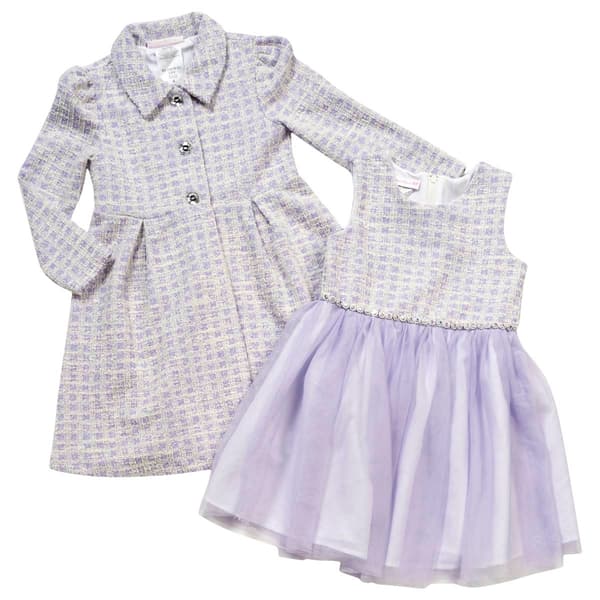 Girls (4-6x) Bonnie Jean Boucle Mesh Dress & Boucle Jacket - image 