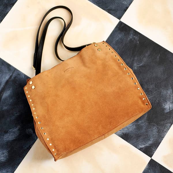 American Leather Co. Lenox Stud Suede Satchel