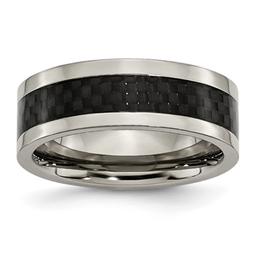 Mens Endless Affection(tm) 8mm Titanium Black Carbon Inlay Band