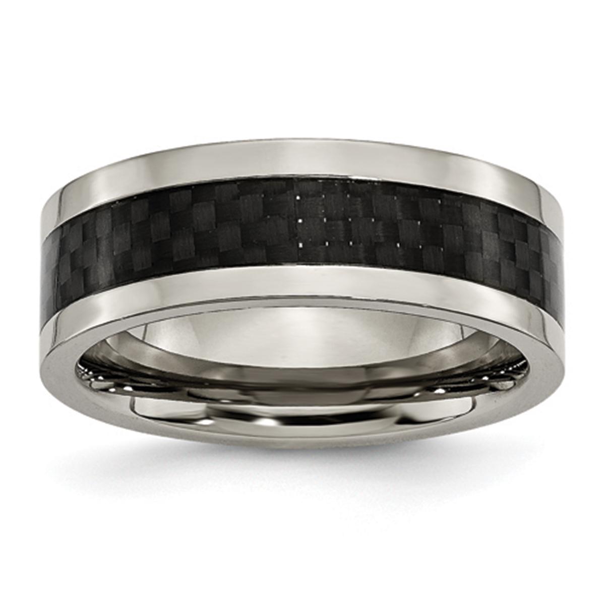 Mens Endless Affection(tm) 8mm Titanium Black Carbon Inlay Band