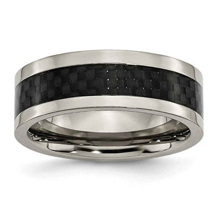 Mens Endless Affection(tm) 8mm Titanium Black Carbon Inlay Band