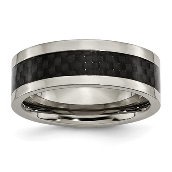 Mens Endless Affection&#40;tm&#41; 8mm Titanium Black Carbon Inlay Band - image 