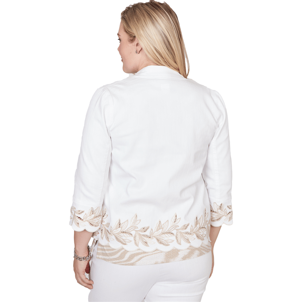 Petite Alfred Dunner Natural Wonder Embroidered Denim Jacket