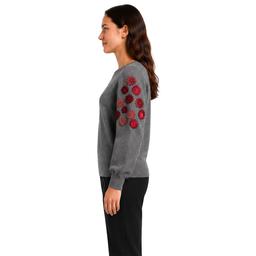 Womens Zac & Rachel Long Floral Puff Sleeve Sweater