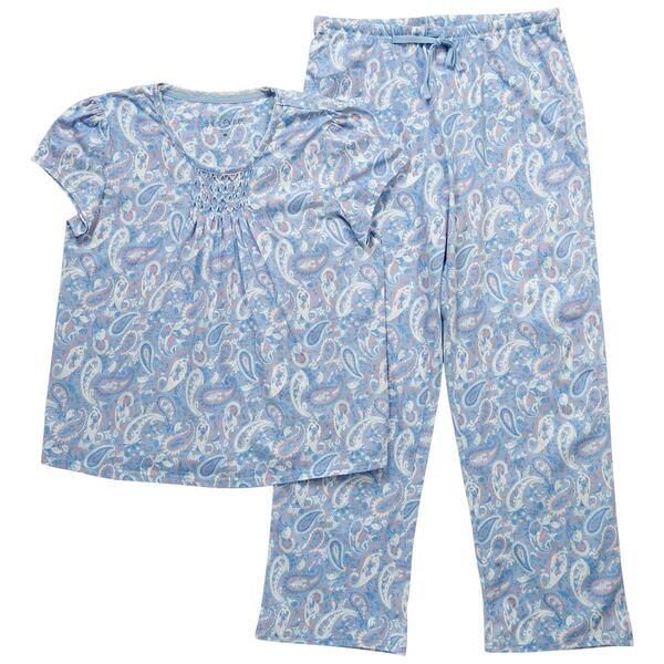 Petite White Orchid Etched Paisley Long Leg Pajama Set - image 