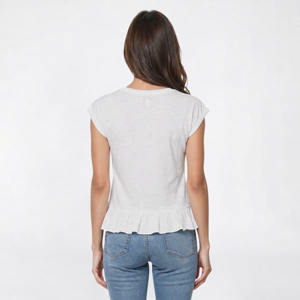 Womens MNK Cap Sleeve Ruffle Hemline Star Tee
