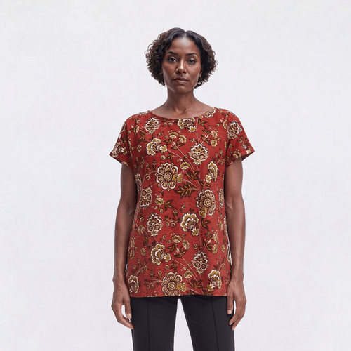 Womens Emily Daniels Short Sleeve Floral Button Blouse