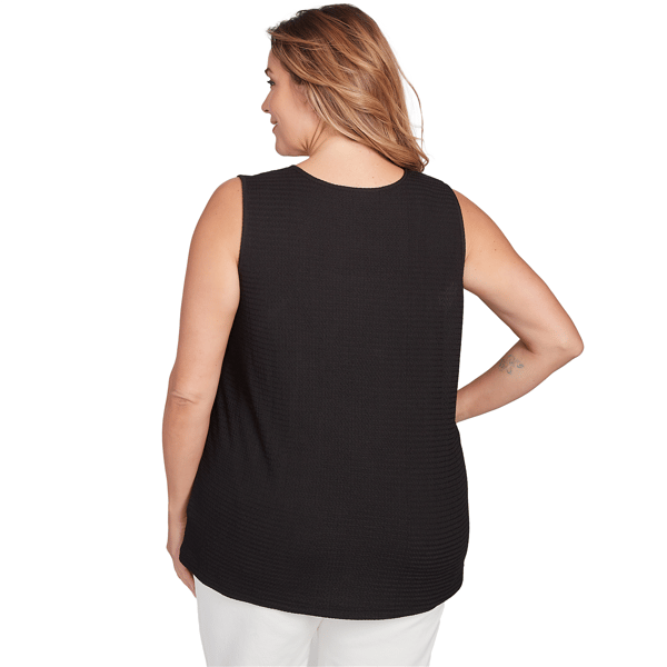 Plus Size Emaline Essentials Wavy Texture Square Neck Tank Top