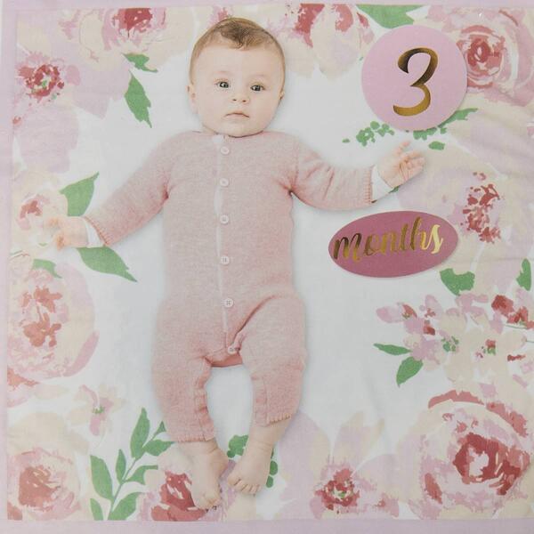 Baby Essentials Pink Rose Milestone Blanket - image 