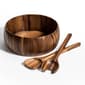 Kalmar Home Acacia Wood Straight Edge Salad Bowl w/ Servers - image 1
