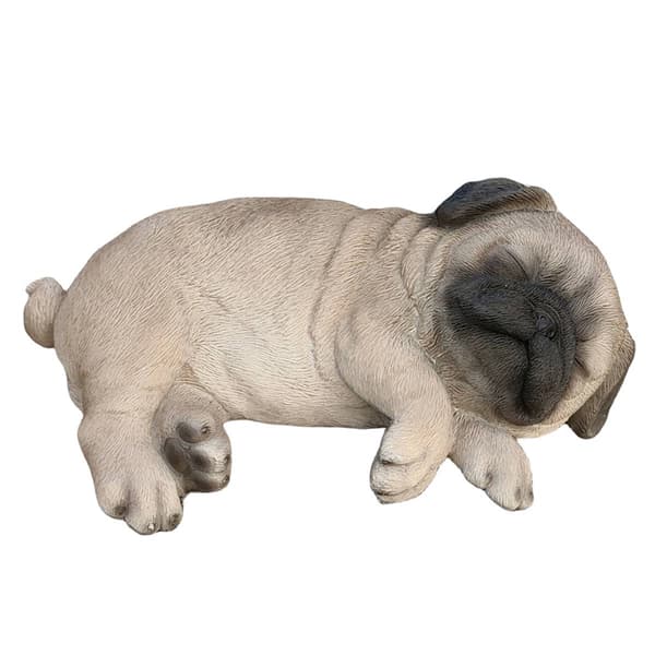 Hi-Line Gift Cozy Brown Sleeping Pug Puppy Garden Statue - image 