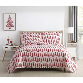 Spirit Linen Home&#8482; Holiday Red Trees Quilt Set