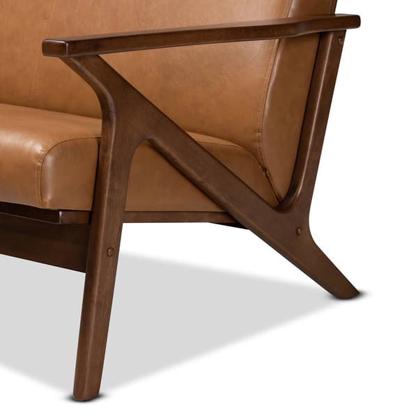 Baxton Studio Bianca Modern Wood & Faux Leather Effect Loveseat