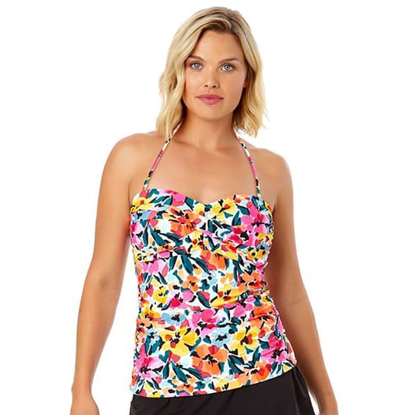 Womens Anne Cole Gradient Floral Twist Front Bandeaukini Swim Top