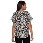 Womens Ruby Rd. Tropical Noir Short Sleeve Floral Tie Hem Blouse - image 2