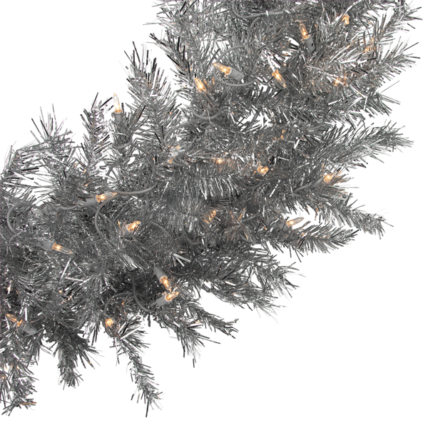 Northlight 36in. Pre-Lit Silver Tinsel Christmas Wreath