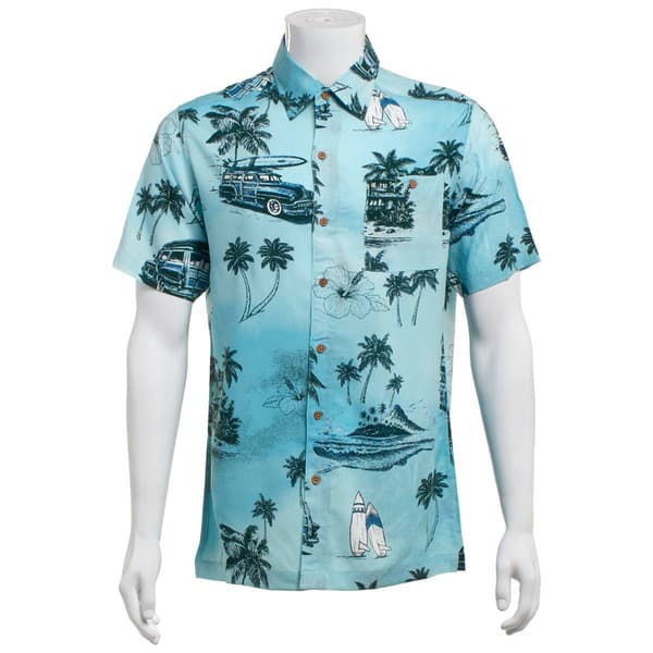 Mens Preswick & Moore(R) Beach Scene Button Down Shirt - image 