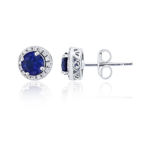Gemstone Classics&#40;tm&#41; Sterling Silver Halo Stud Earrings - image 