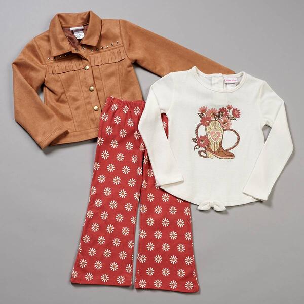 Girls &#40;4-6x&#41; Little Lass&#40;R&#41; 3pc. Faux Suede Jacket & Flare Pant Set - image 