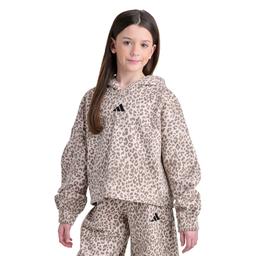 Girls (7-16) adidas(R) Long Sleeve Pleated Leopard Hoodie