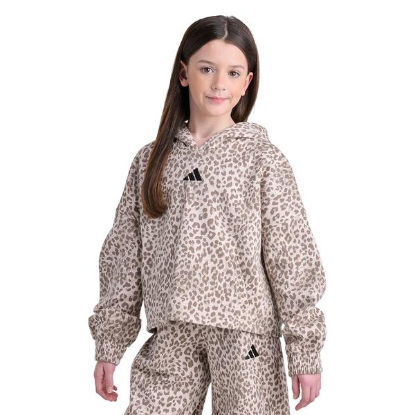 Girls (7-16) adidas(R) Long Sleeve Pleated Leopard Hoodie
