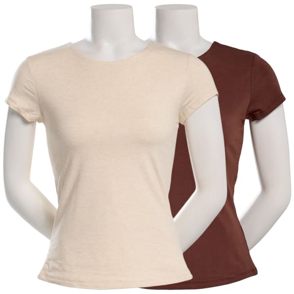 Juniors Pink Rose 2pk. Modal Crew Neck Tee - image 