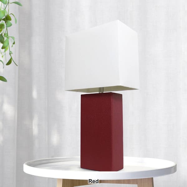 Lalia Home Lexington 21in. Leather Base Modern Home Table Lamp