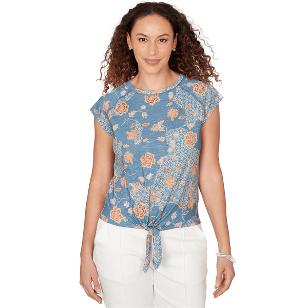 Petite Skyes the Limit Key Items Cap Sleeve Floral Blouse - image 