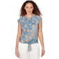 Petite Skyes the Limit Key Items Cap Sleeve Floral Blouse - image 1