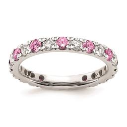 Pure Fire 14kt. White Gold Lab Created Pink Sapphire Band