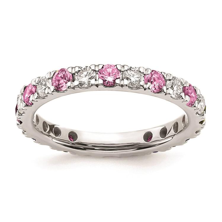Pure Fire 14kt. White Gold Lab Created Pink Sapphire Band