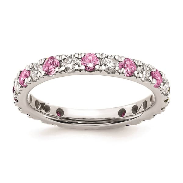 Pure Fire 14kt. White Gold Lab Created Pink Sapphire Band